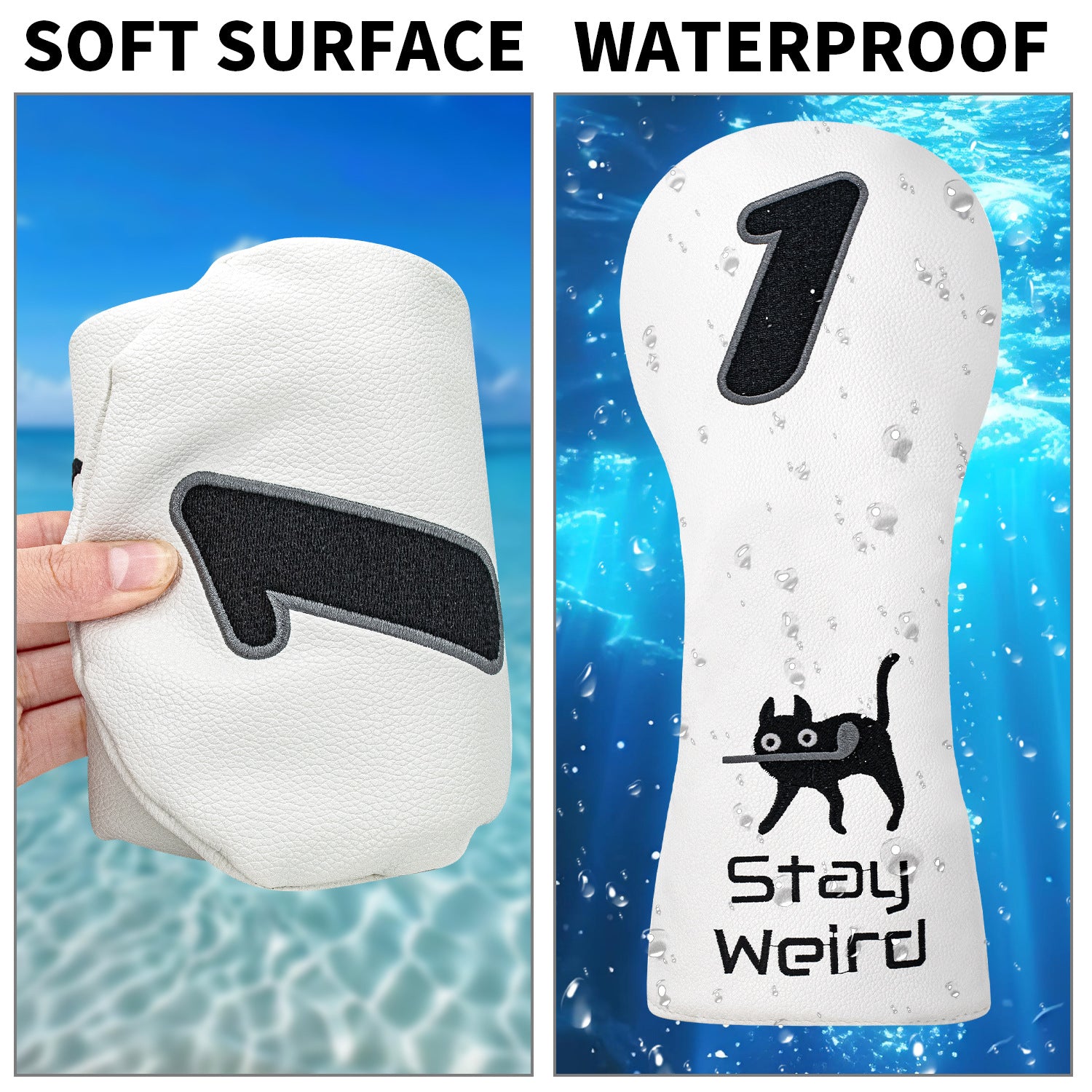 Fun Cat Golf Head Covers Premium PU Leather