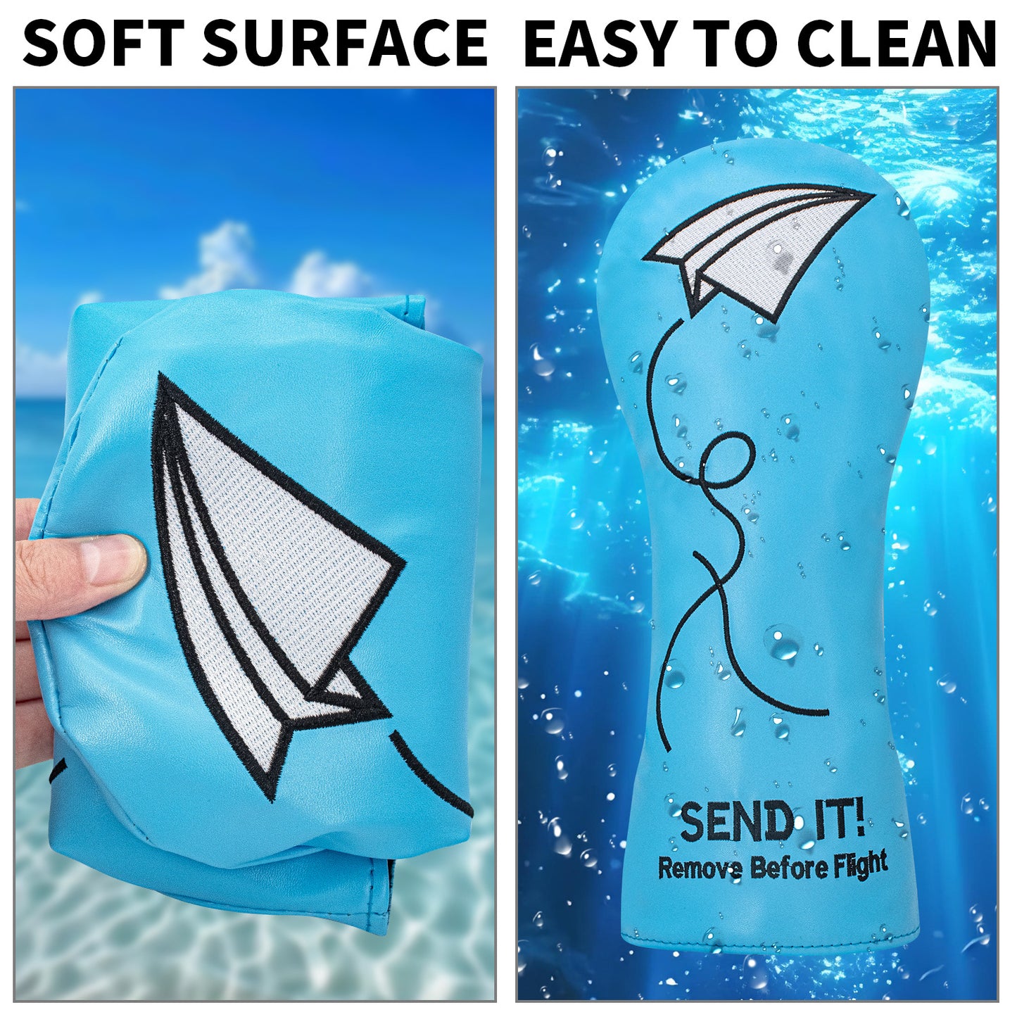 Golf Driver Headcover with Airplane Design Golf Club Covers,4pcs or 1pc Golf Headcovers for Woods and Driver Fairway Hybrids Women Men - Premium PU Leather