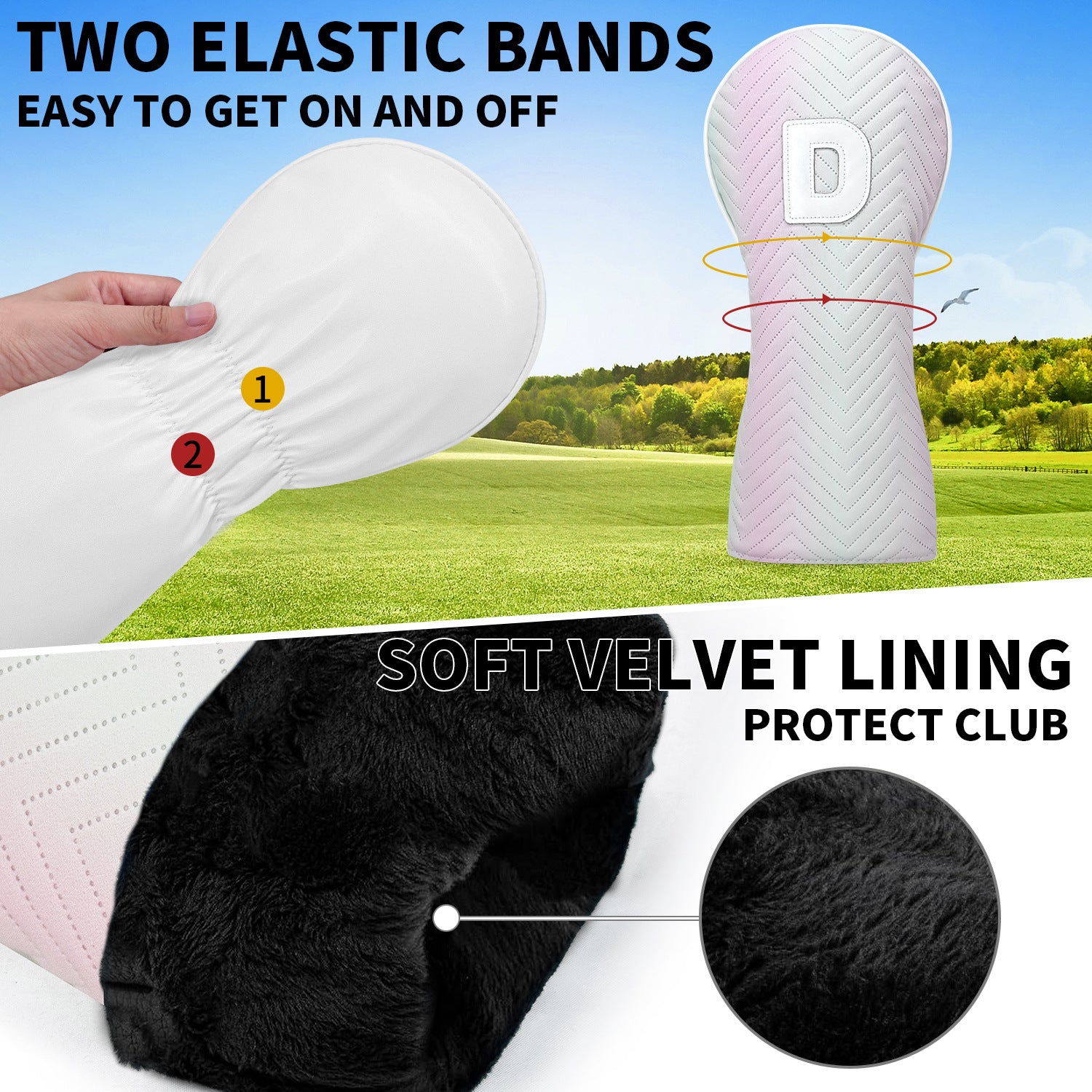 Women's Golf Club Covers Pink-Green Gradient Embroidery