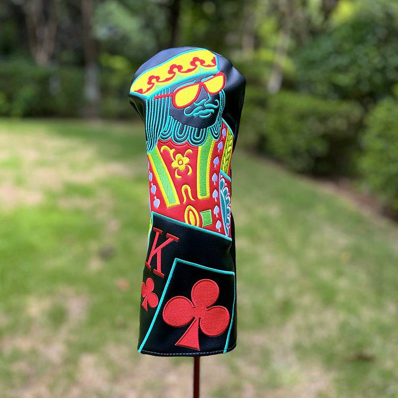Poker Golf Headcover Golf Club Covers Fairway Wood Cover Headcover with Premium Synthetic Leather Material Embroidery Poker Pattern Fits for All Brand Golf Clubs.