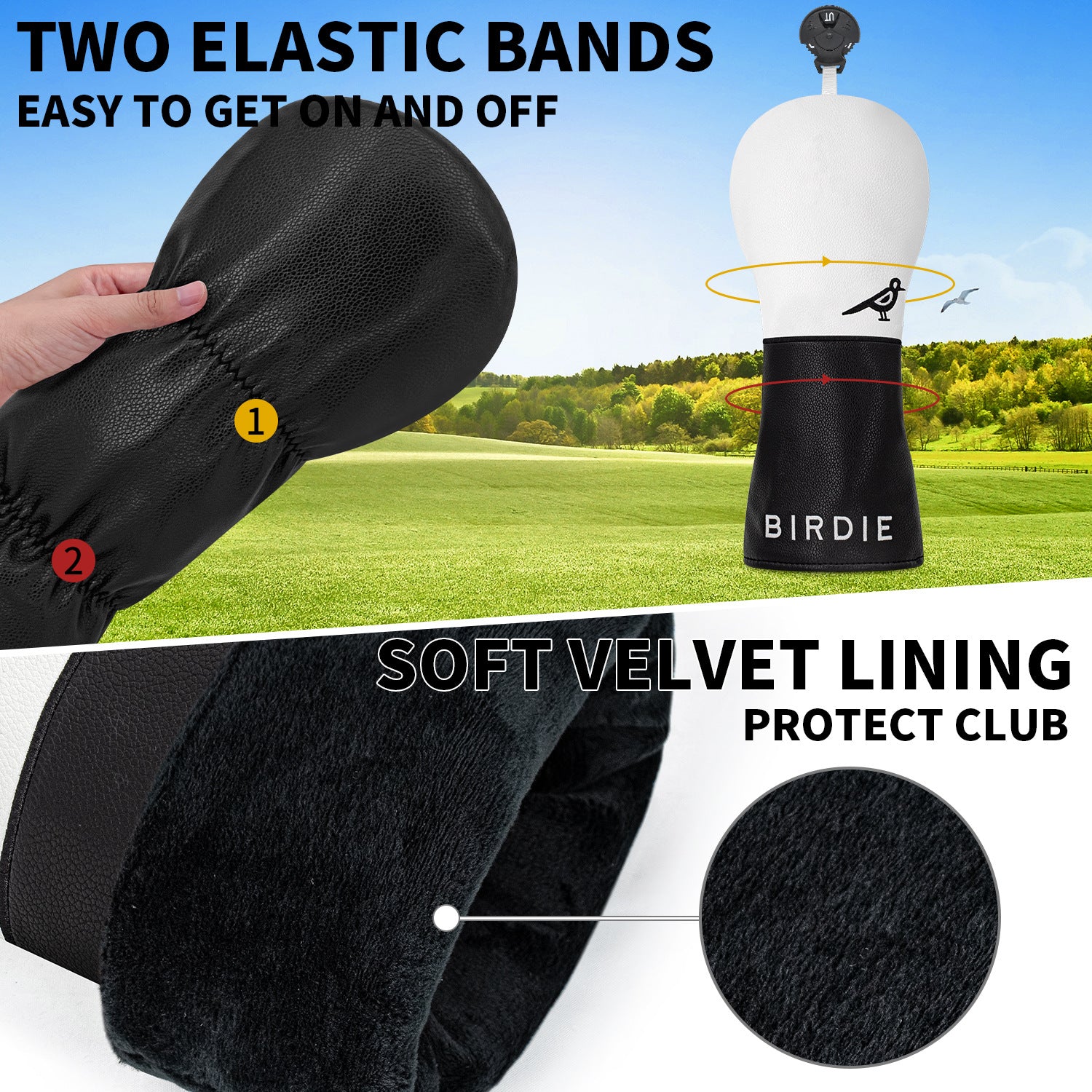 Birdie Embroidery Design Golf Club Headcovers Leather Wood Head Cover