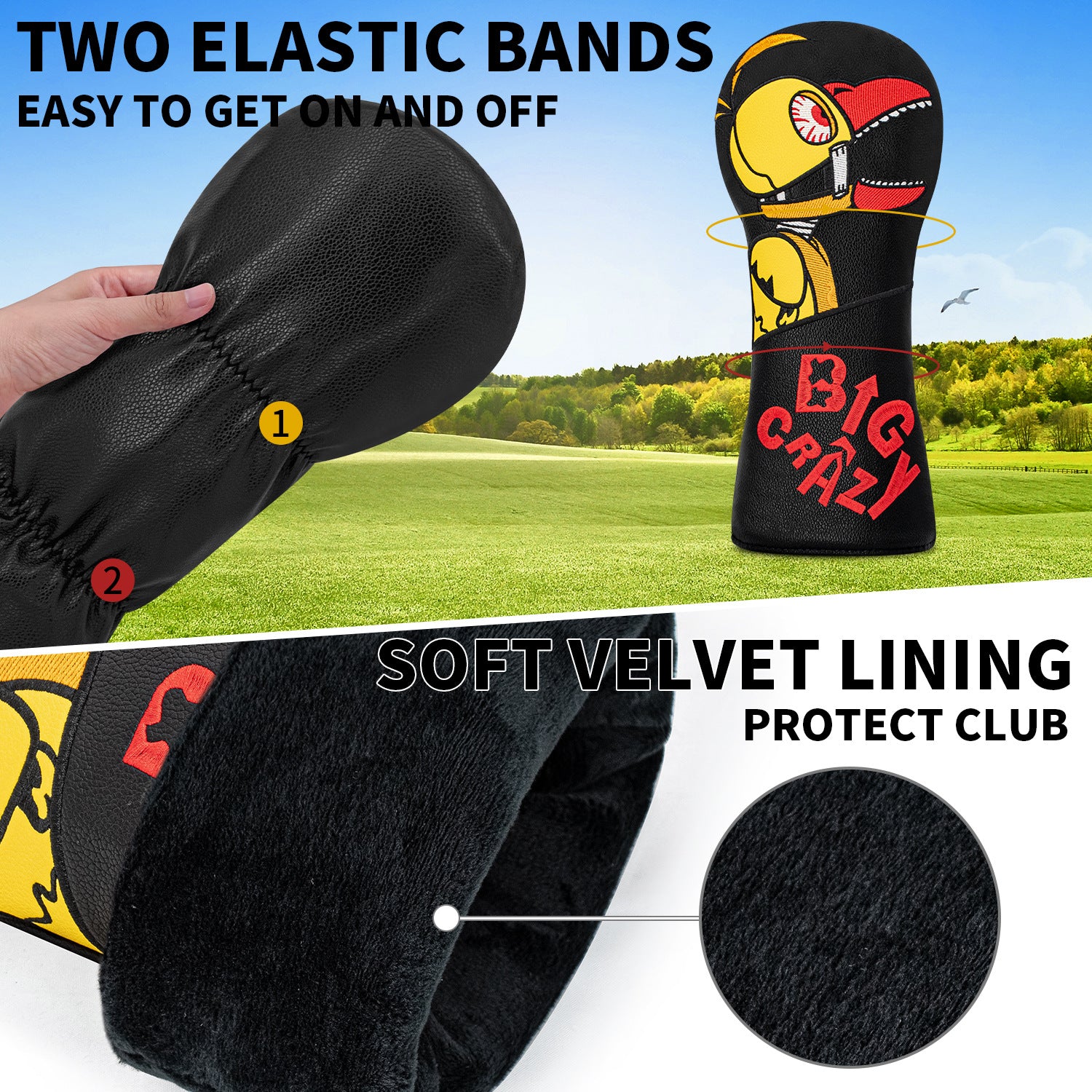 Golf Club Head Covers Birdie Driver Headcovers Elegant Embroidery