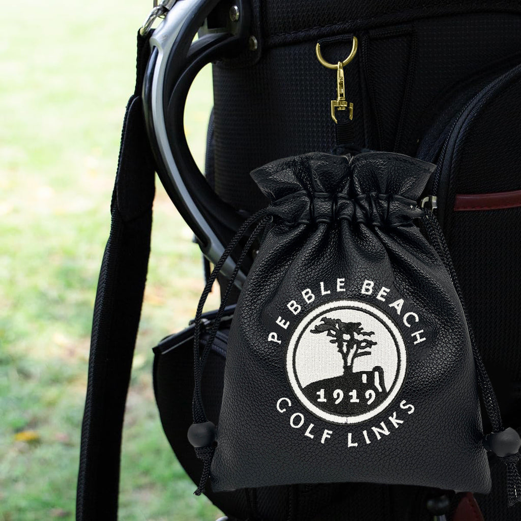 Golf Pouch bag 1919 tree embroidery Drawstrings - Synthetic Leather Tee Pouch