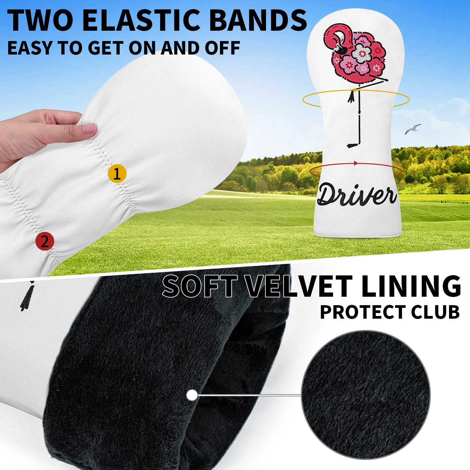 Flamingo Golf Head Cover PU Leather for All Brand