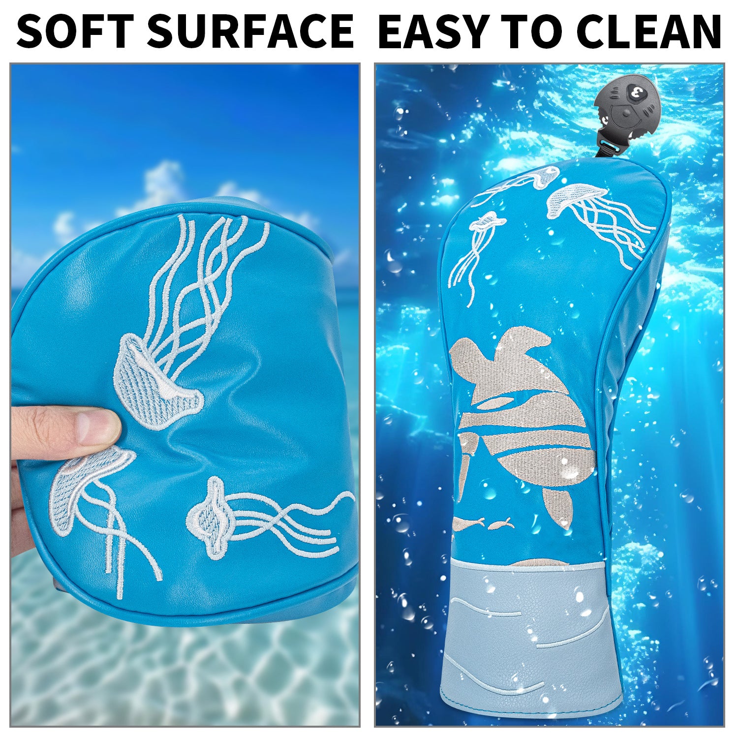 Awesome Golf Headcovers Blue Sea Turtle Embroidery Gift for Men Women