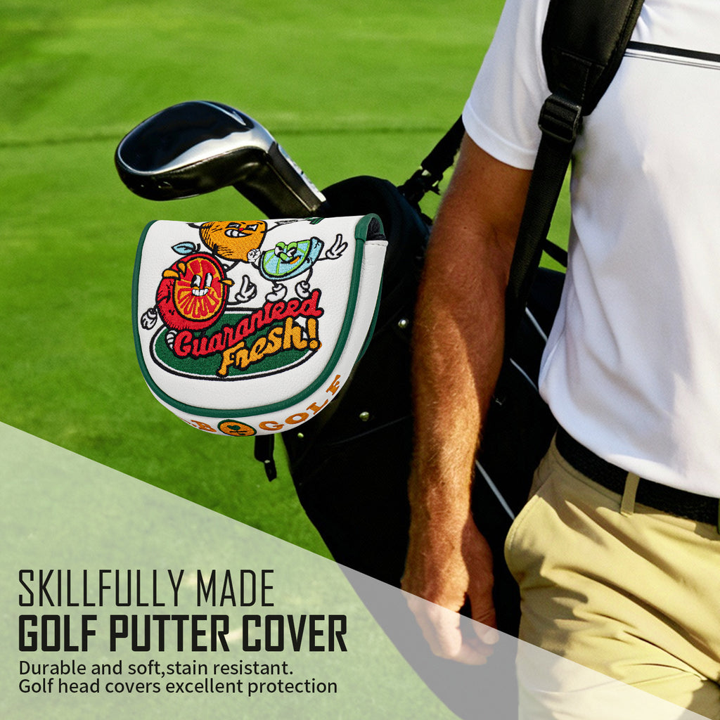 Golf Half Mallet Putter Cover Headcover  Creative Fruit Embroidery Gift for Men Women