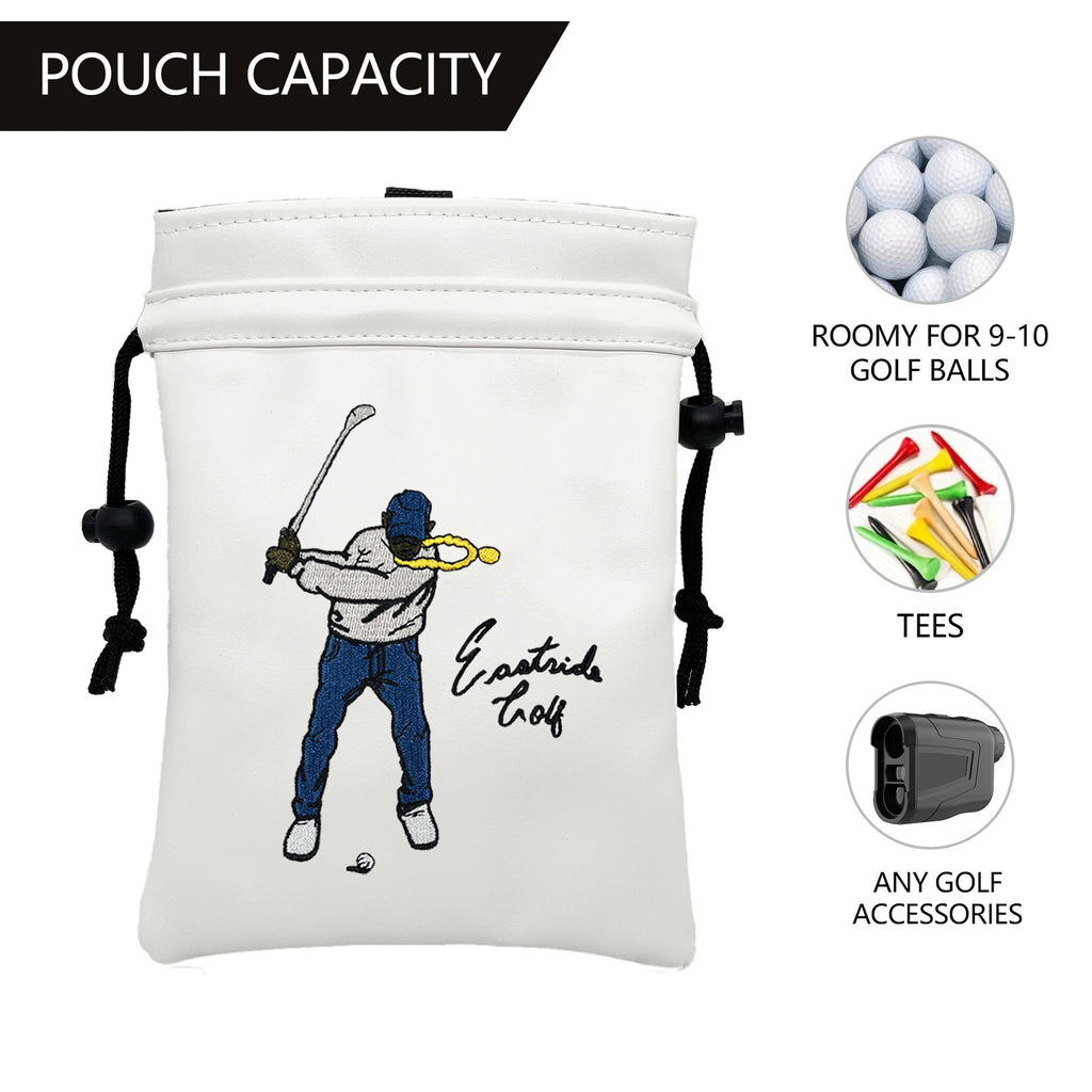 Funny Golf Valuables Bag with Drawstrings - Synthetic Leather Tee Pouch for Men