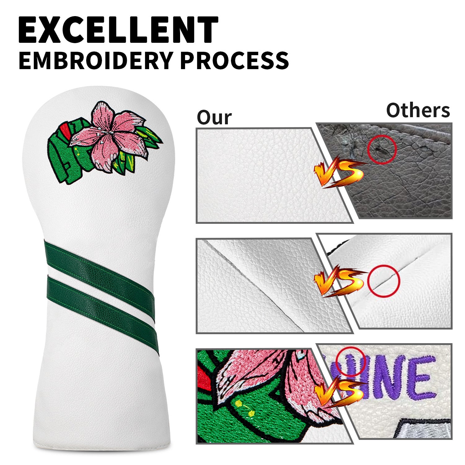 Cherry Blossom Embroidered Golf Head Covers for Most Brand