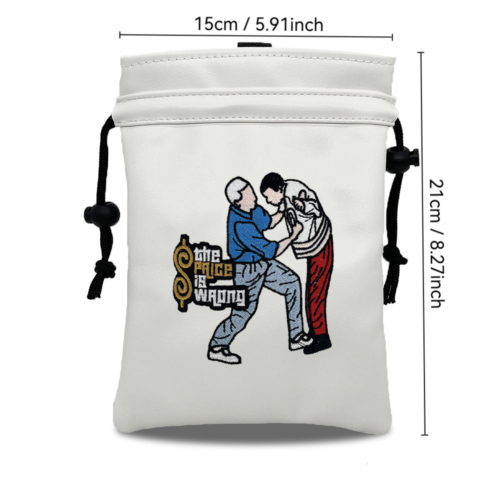 Funny Golf Valuables Bag with Drawstrings - Synthetic Leather Tee Pouch Gifts for Golfer