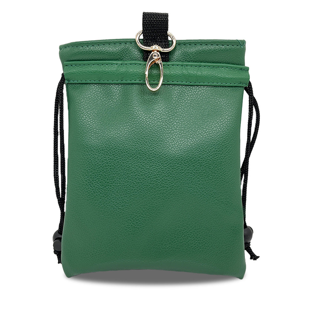 Golf Spikes Golf Valuables Pouch Bag with Drawstrings - Premium Faux Leather Tee Pouch