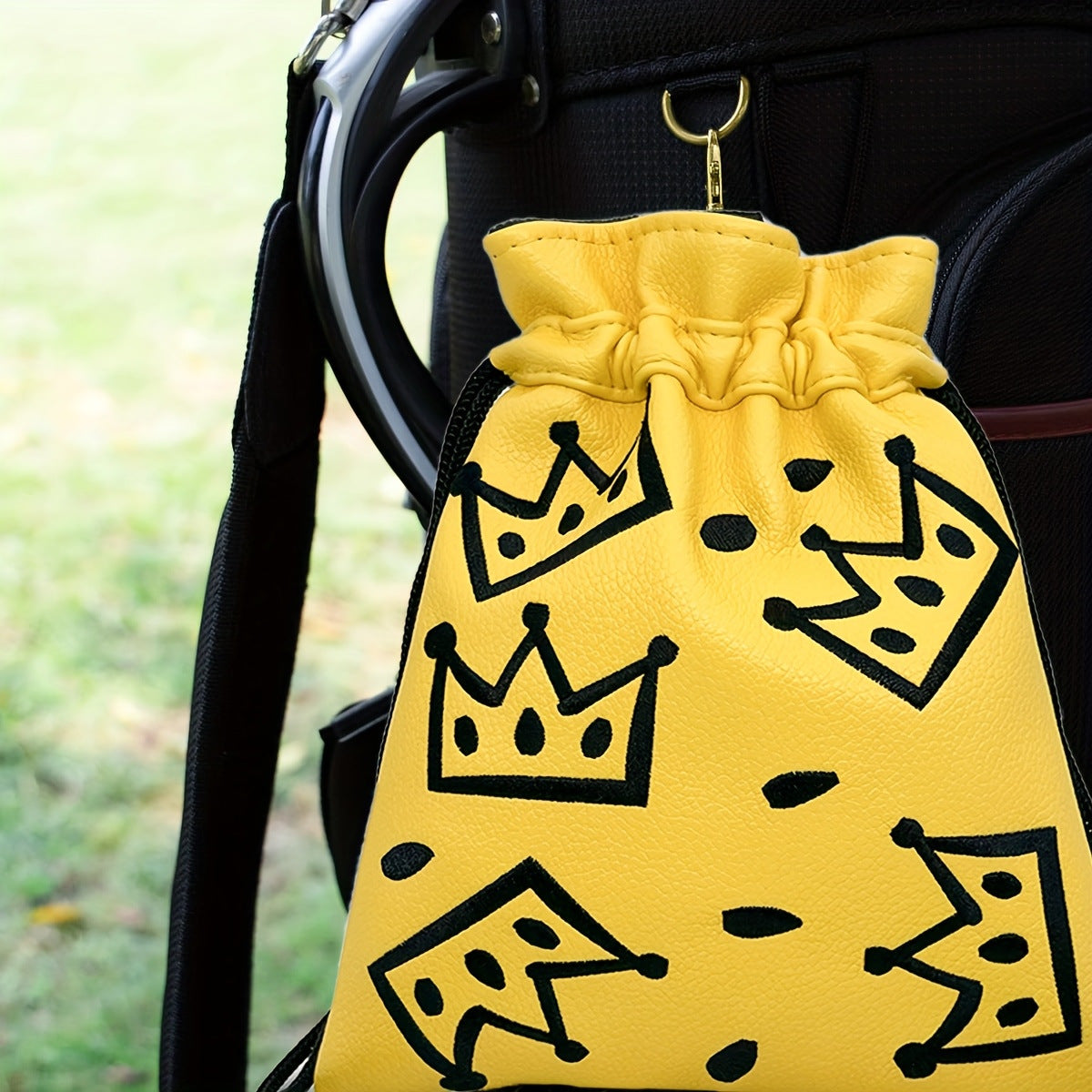 Crown Golf Valuables Pouch,Golf Pouch Bag with Drawstrings Tee Bag for Men Women