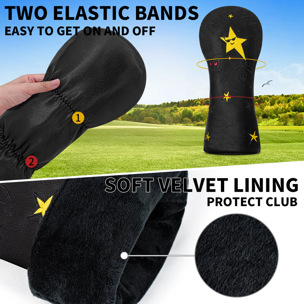 Five-Pointed Star Embroidery Golf Club Covers
