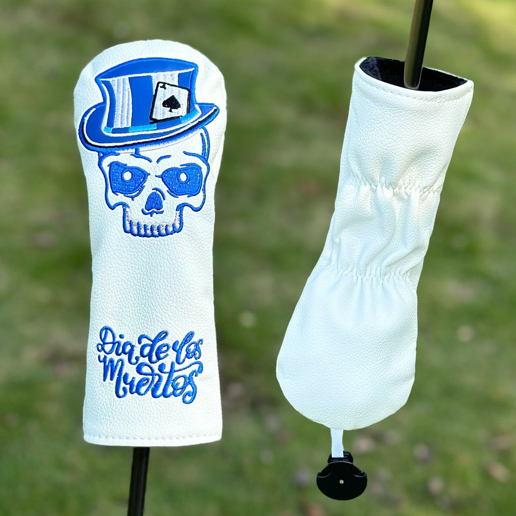 New Blue Skull Embroidered Golf Driver Head Covers