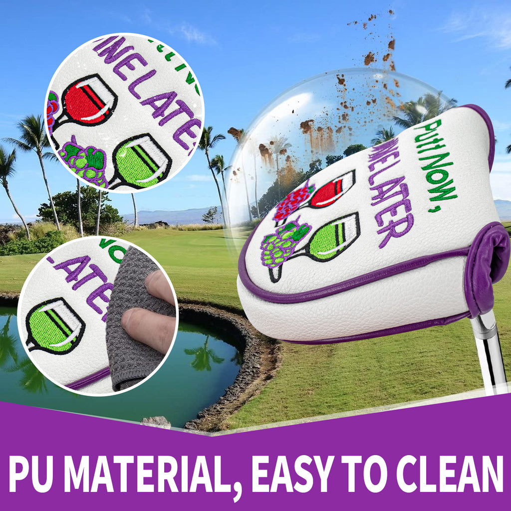 Fruit embroidery Golf Mallet Putter Cover Square Mallet Putter Cover with Strong Magnetic Closure