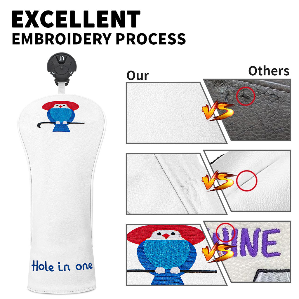 Birdie Headcover with "Hole in One" Embroidery