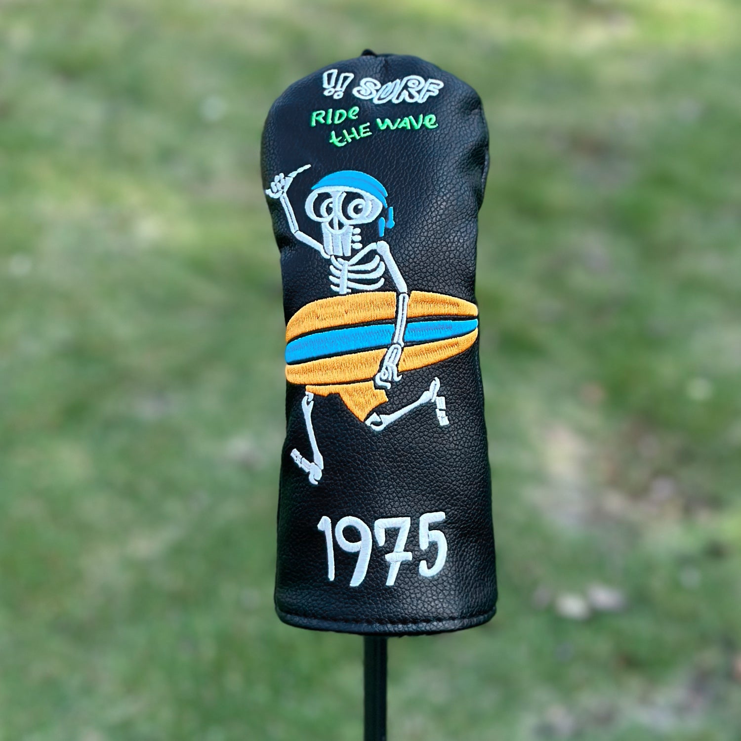 Surfing Skull Golf Club Head Covers  Personalized 1975 Retro Style