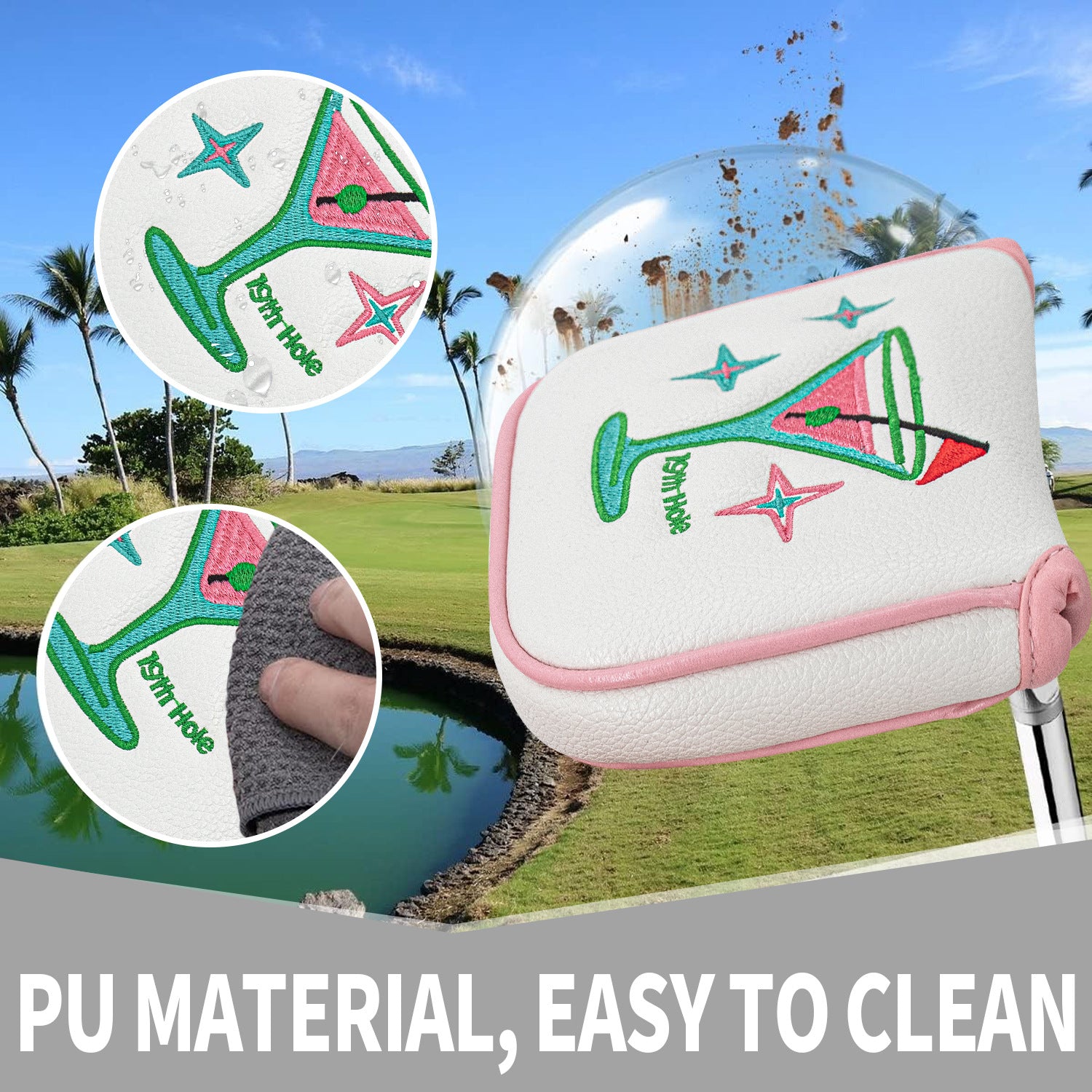 Pink Embroidered Wine Glass golf putter headcovers