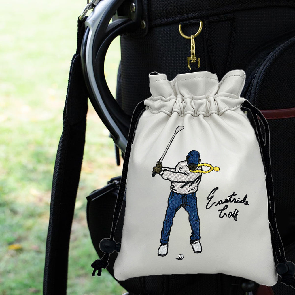 Funny Golf Valuables Bag with Drawstrings - Synthetic Leather Tee Pouch for Men