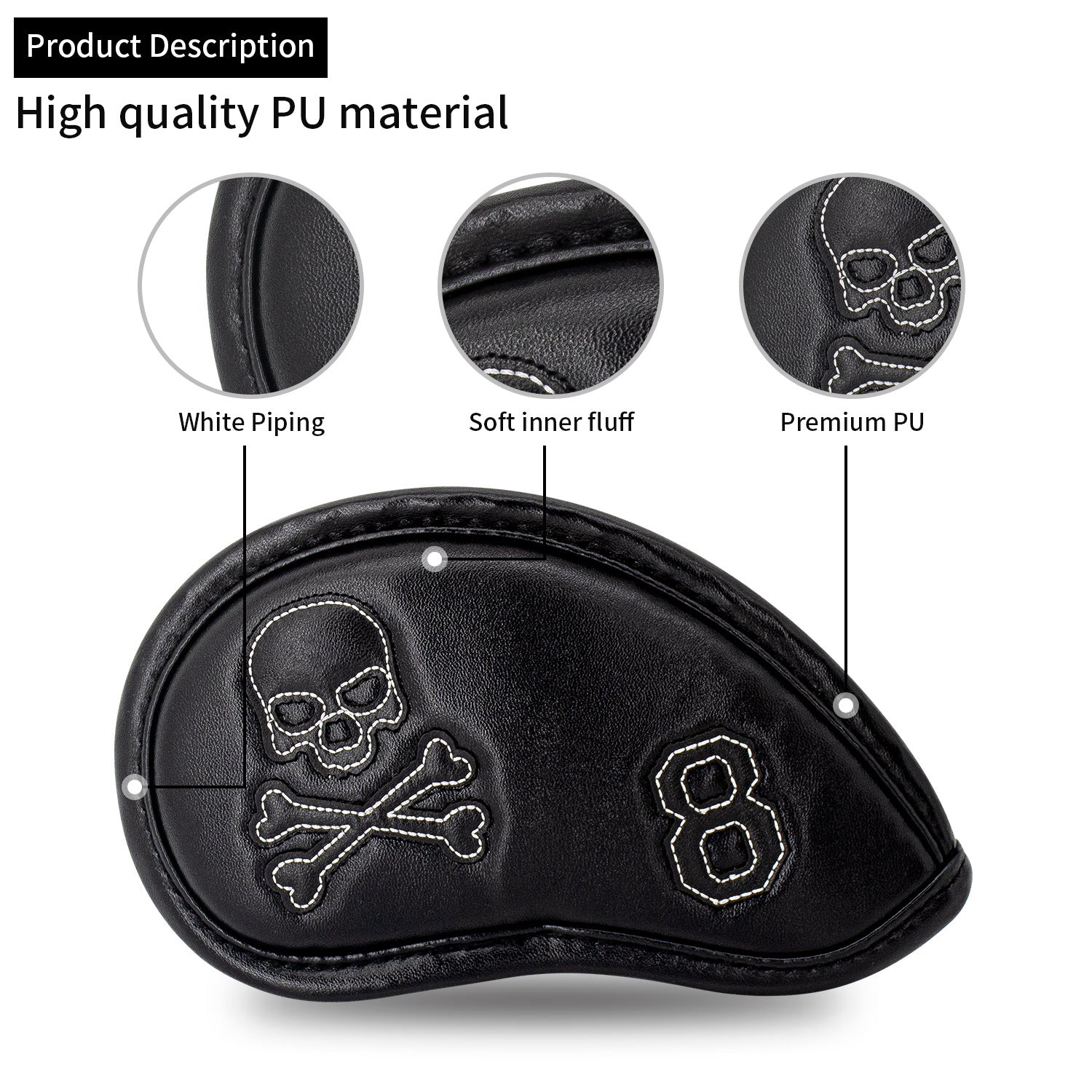 Skull Pattern Embroidery head covers for golf irons