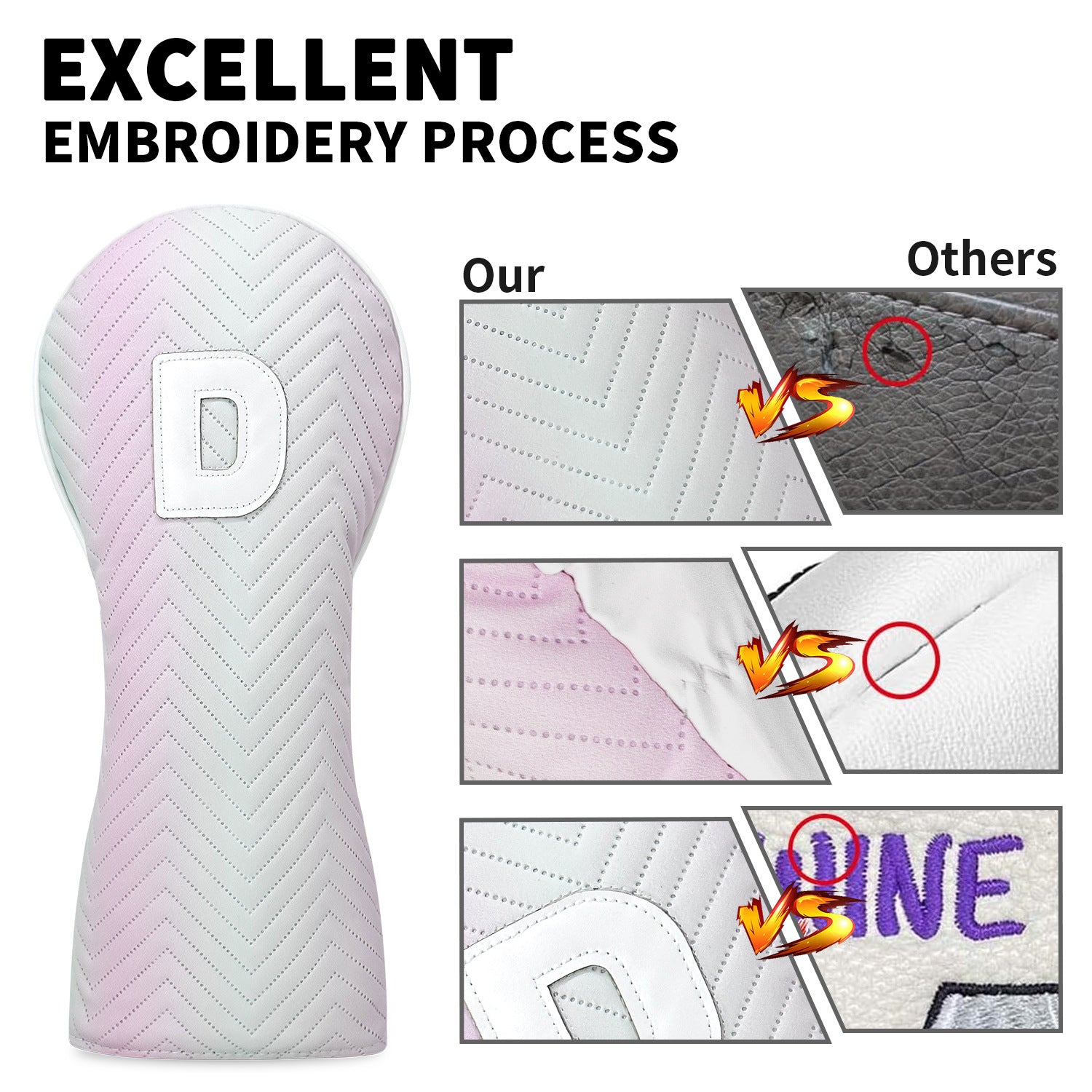 Women's Golf Club Covers Pink-Green Gradient Embroidery