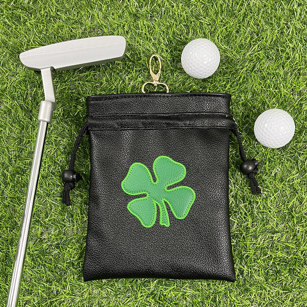 Golf Valuables Pouch,Golf Bag Pouch with Drawstrings Leather Tee Pouchs Bag