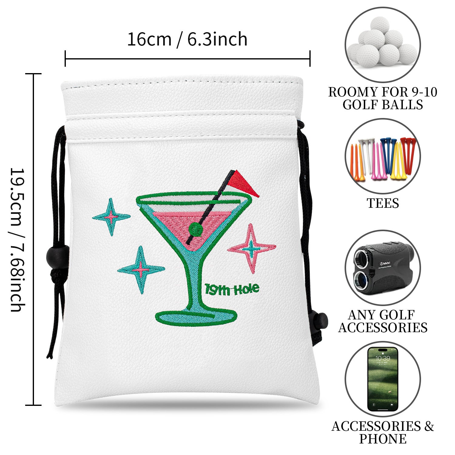 Funny Golf Valuables Pouch,Golf Pouch Bag with Drawstrings Tee Bag for Men Women
