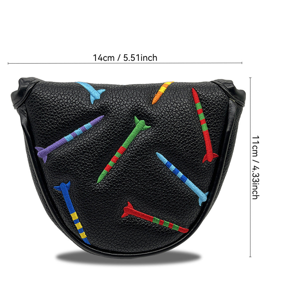 Playful rocket embroidery putter covers