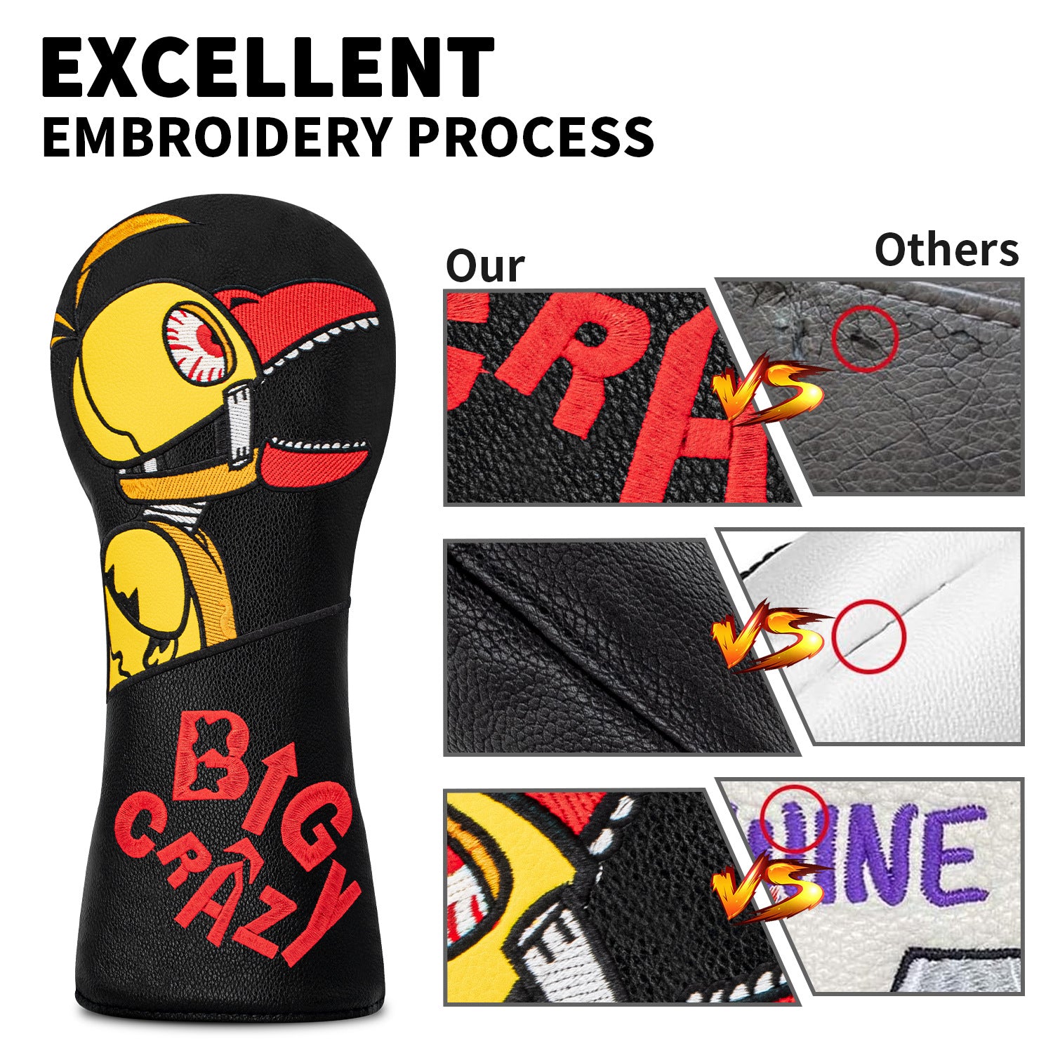 Golf Club Head Covers Birdie Driver Headcovers Elegant Embroidery