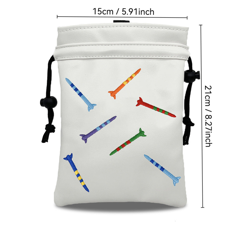 Colorful Tee golf Valuables Pouch,Golf Bag Pouch with Drawstrings Golf Tee Bag Leather
