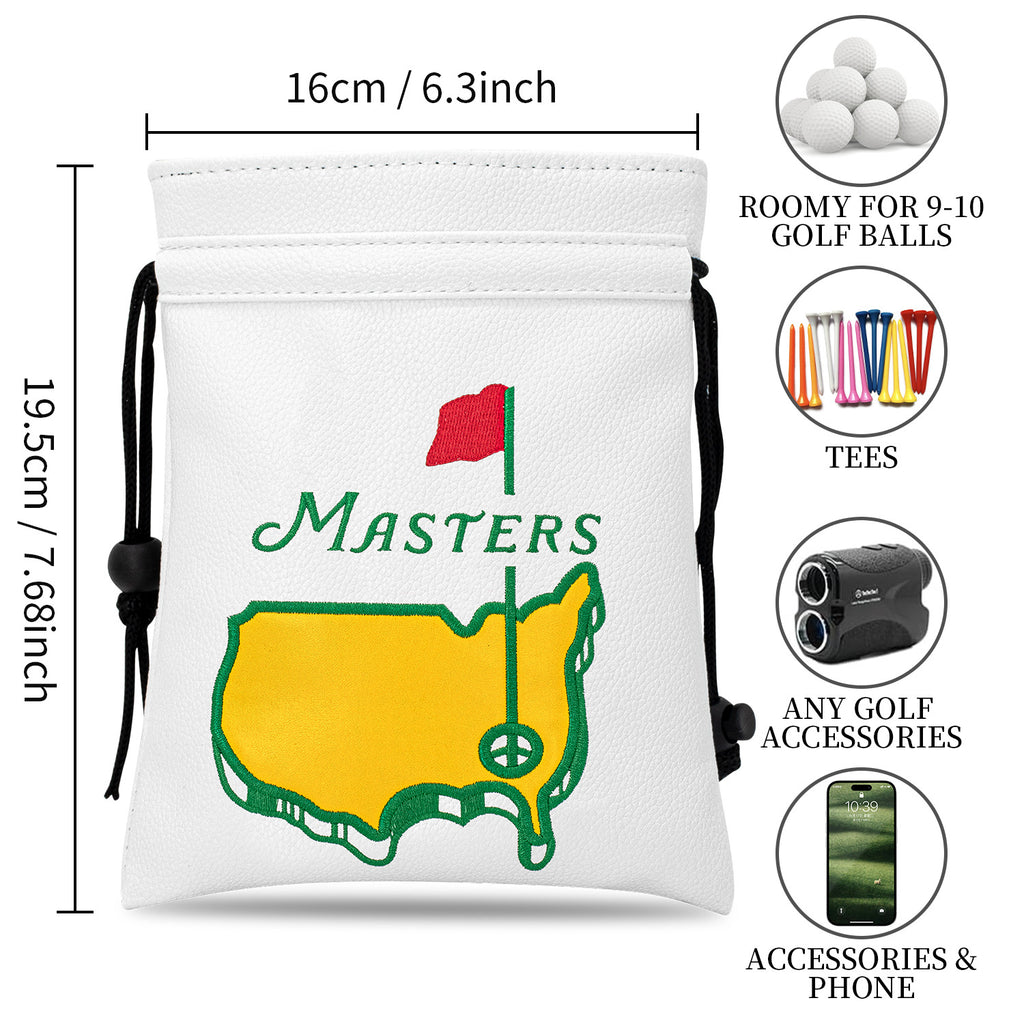 Golf Valuables Pouch Bag Green map embroidery Drawstring Bag