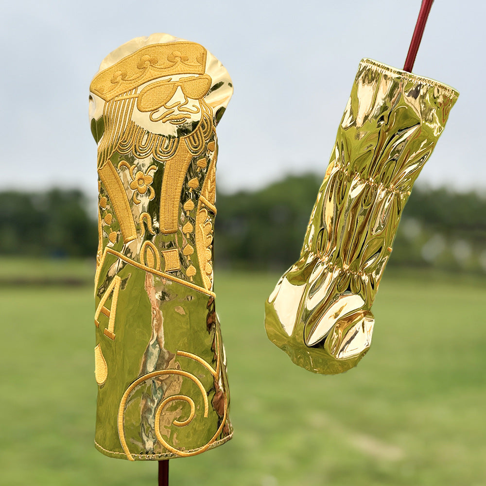 Poker Golf Headcover Golf Club Covers Fairway Wood Cover Headcover with Premium Synthetic Leather Material Embroidery Poker Pattern Fits for All Brand Golf Clubs.