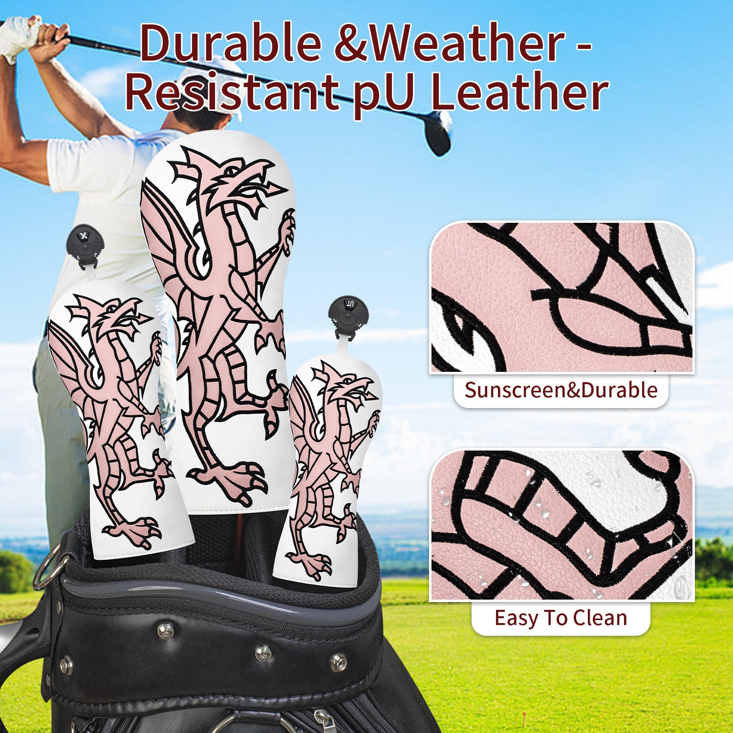 Coolest Golf Head Covers Welsh Dragon Embroidery for All Brand