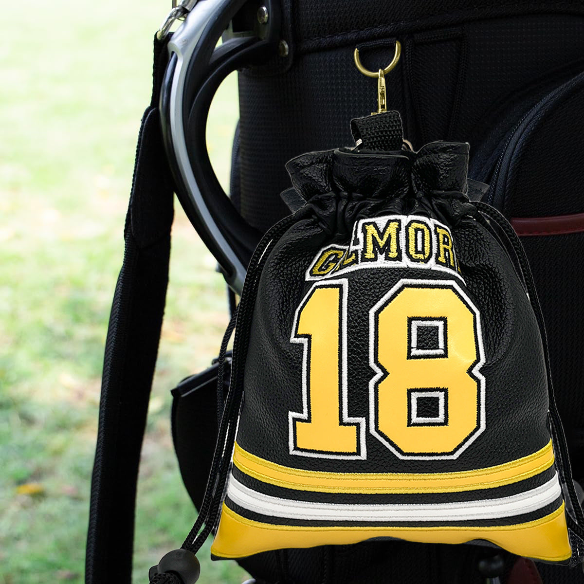Golf Pouch tee Number 18 jersey embroidery Drawstring Bag