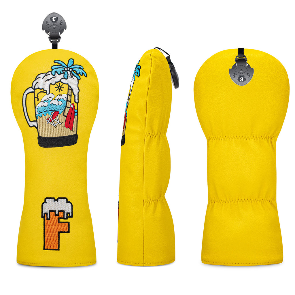Beer & Coconut Embroidery Vacation-Style Golf Club Head Covers