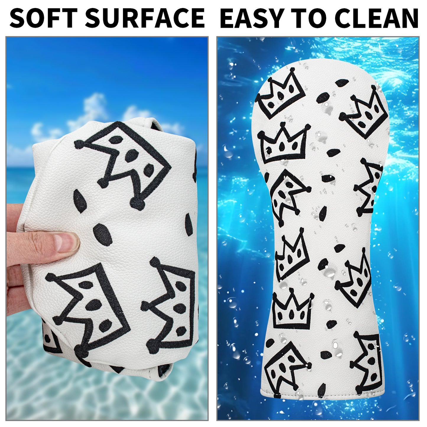 Golf Club Head Covers,4pcs or 1pc USA Golf Head Covers for Woods and Driver Fairway Hybrid - PU Leather Mallet Blade Putter for Men Women Golf Enthusiast