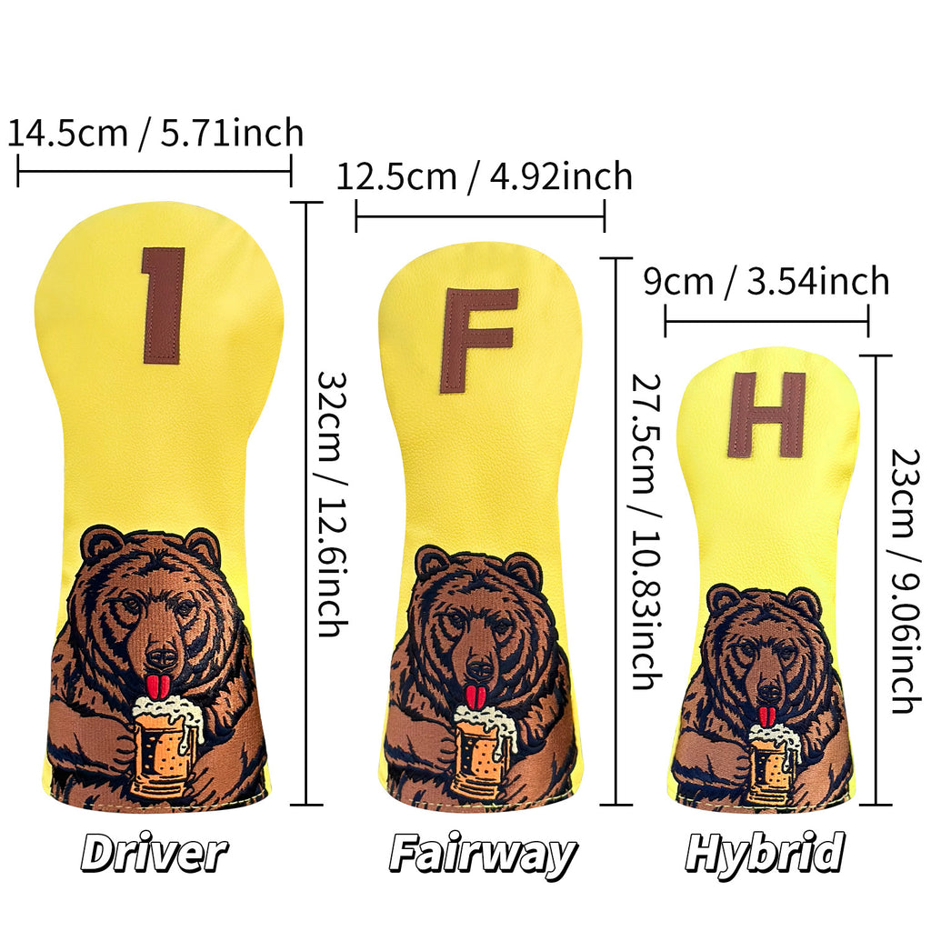 Animal Golf Club Covers Cartoon Brown Bear Embroidery