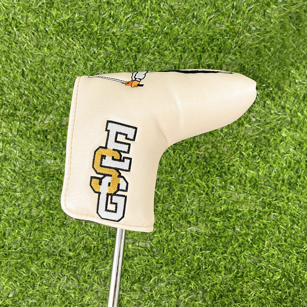 Cartoon swinging golfer embroidery funny blade putter cover