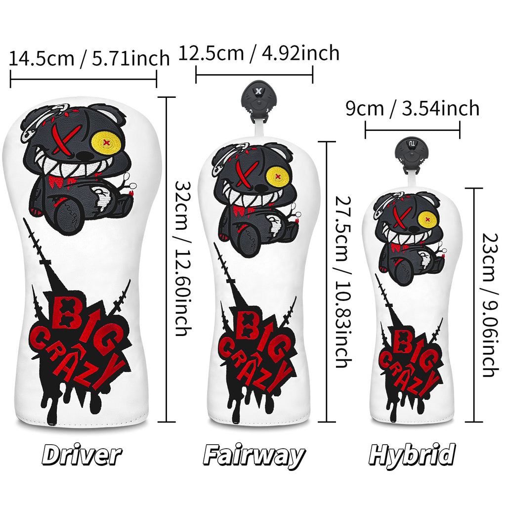 Crazy Bear Golf Head Covers 4-Piece PU Leather