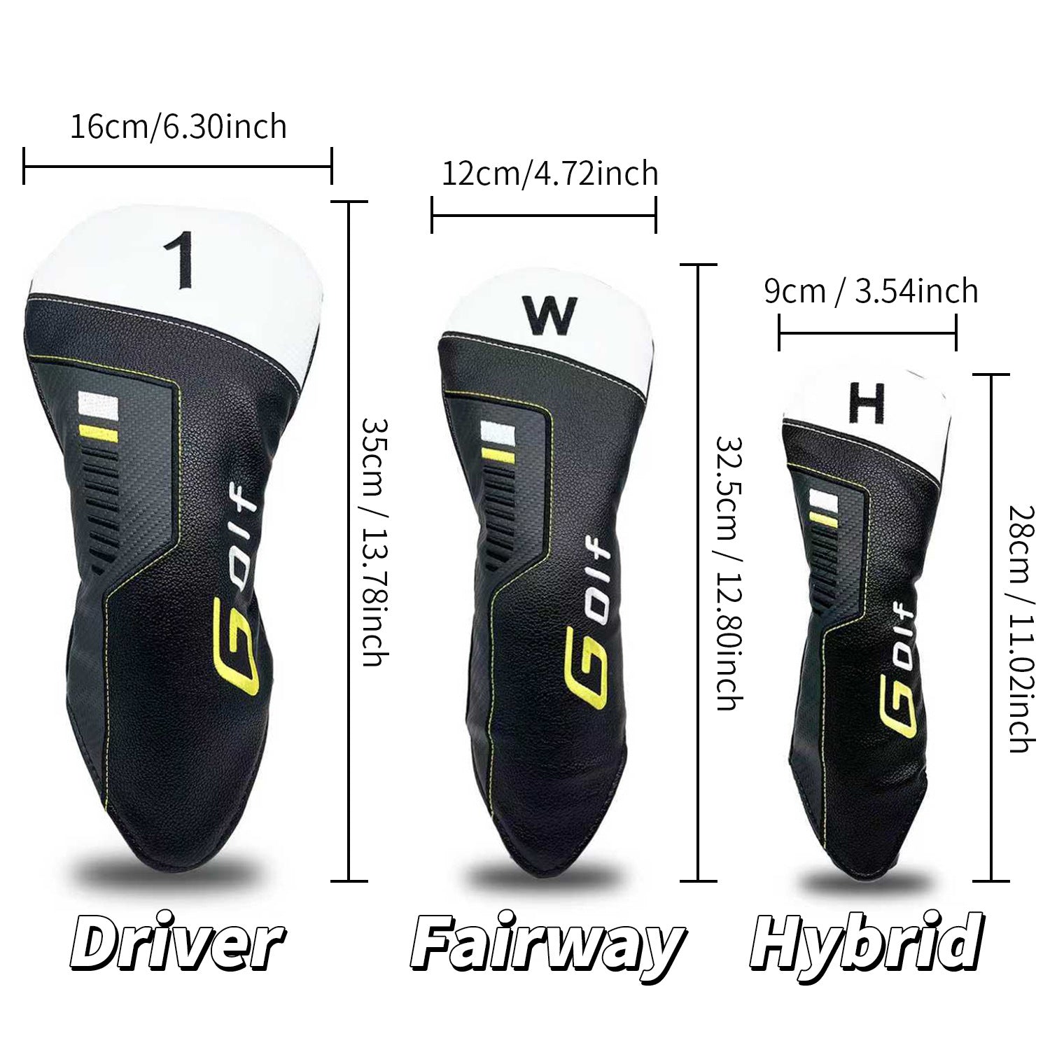 Fashion Embroidered Sports Golf Headcover Premium PU Leather