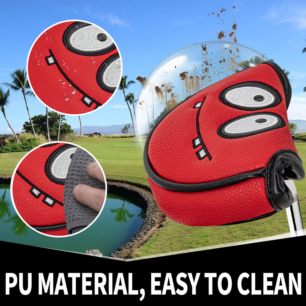 Funny Little Monster Leather Mallet Putter Covers Golf Head Covers