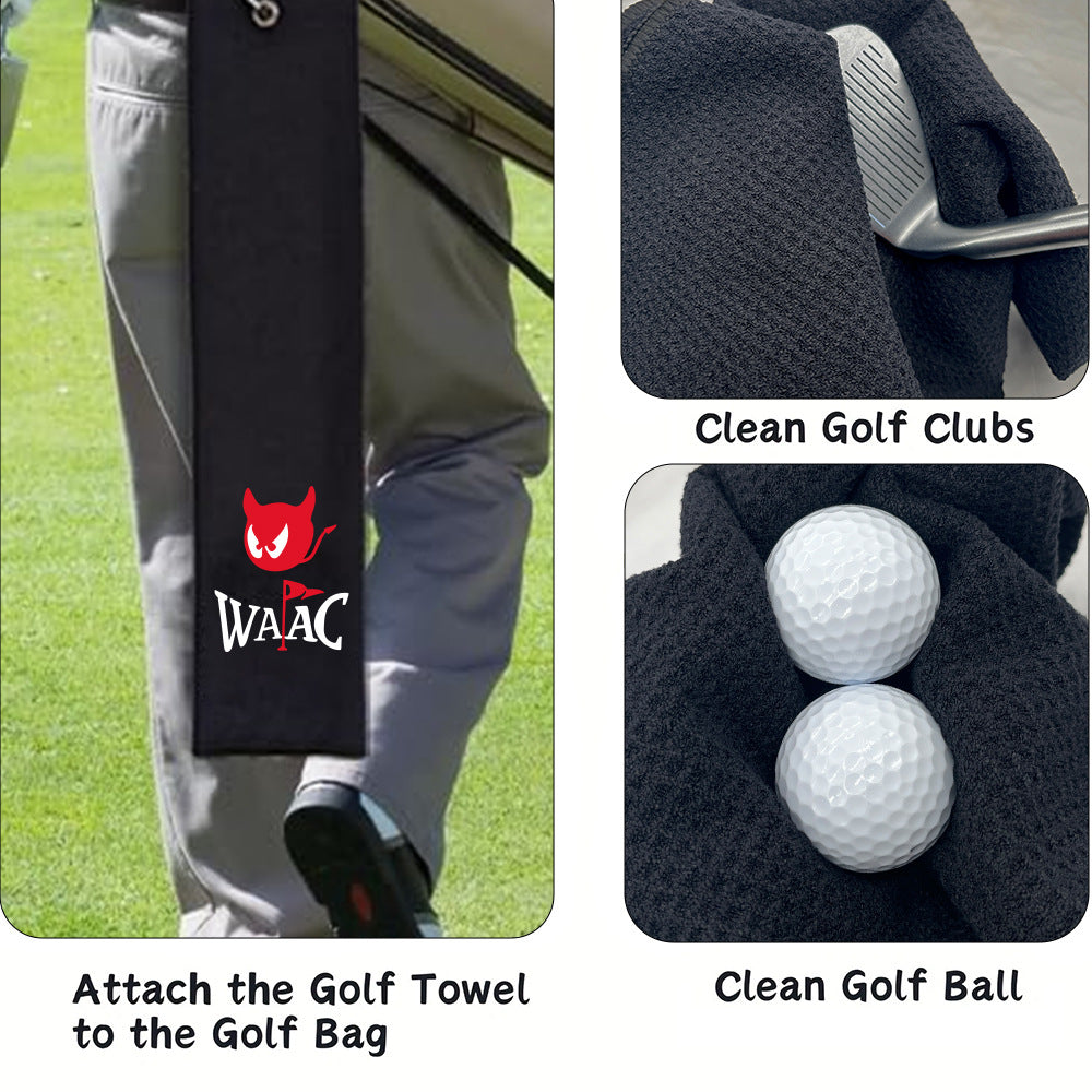 Funny Golf Towel Little Devil Embroidery for Golf Bags with Clip