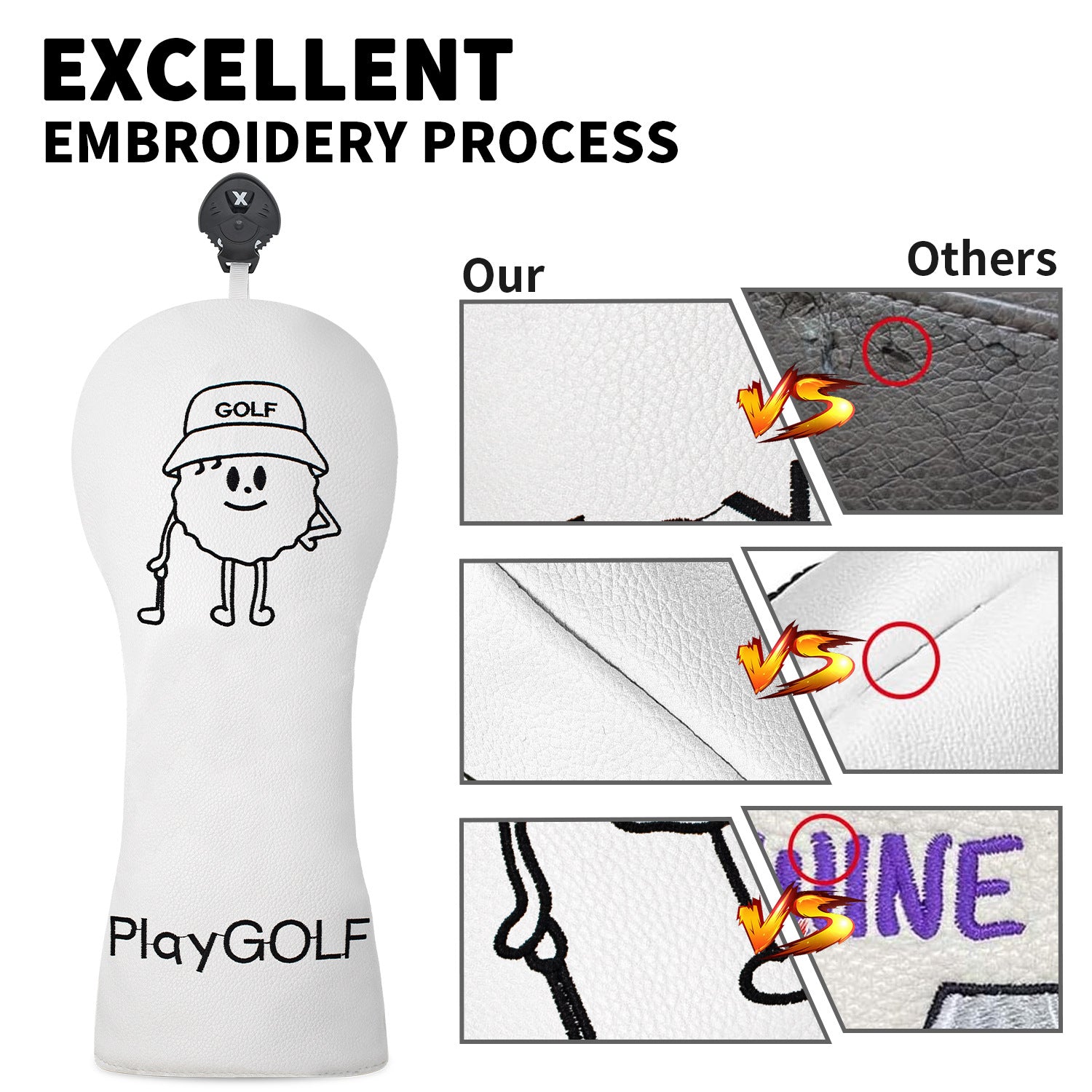 Fun Cartoon Golf Ball Character Golf Club Headcovers 4pcs or 1pc