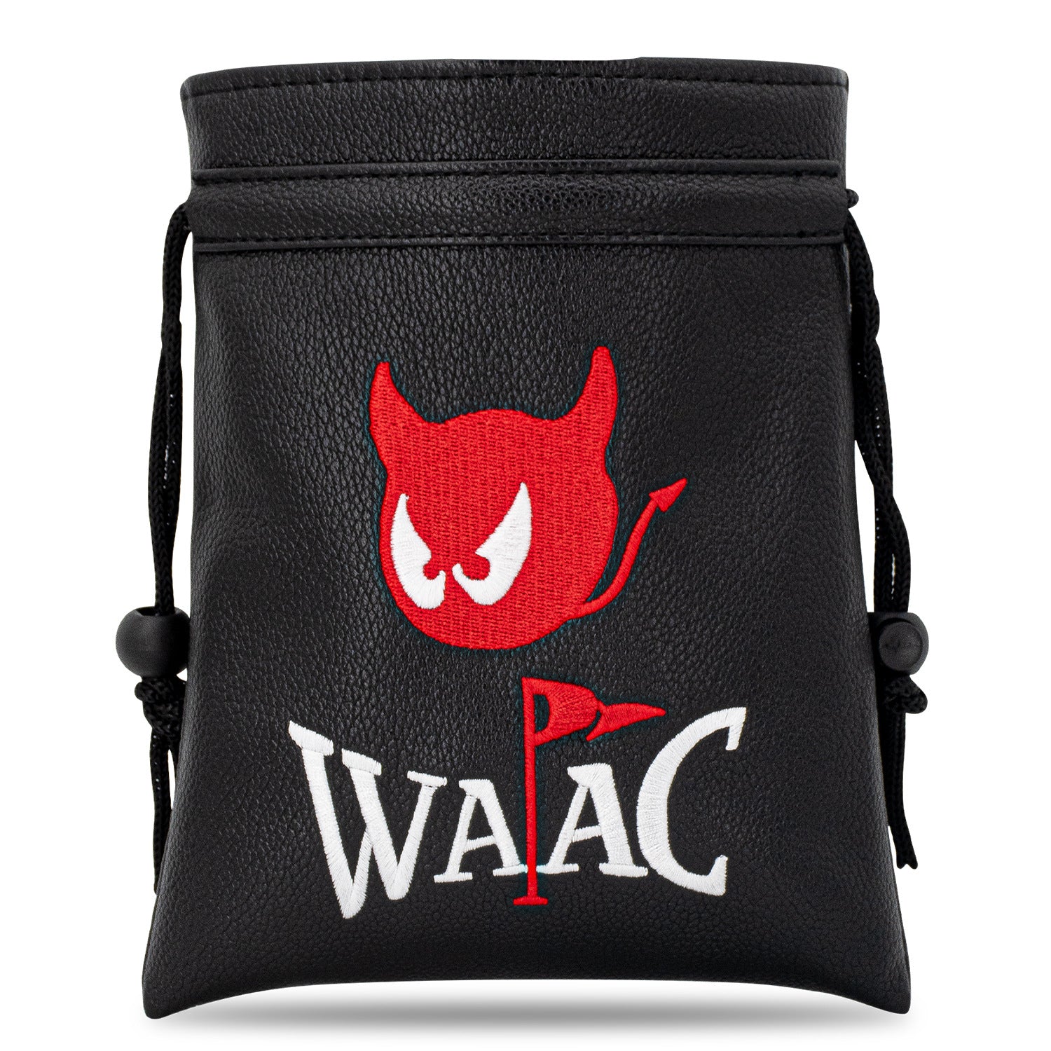 Golf Spikes Golf Valuables Pouch Bag with Drawstrings - Premium Faux Leather Tee Pouch