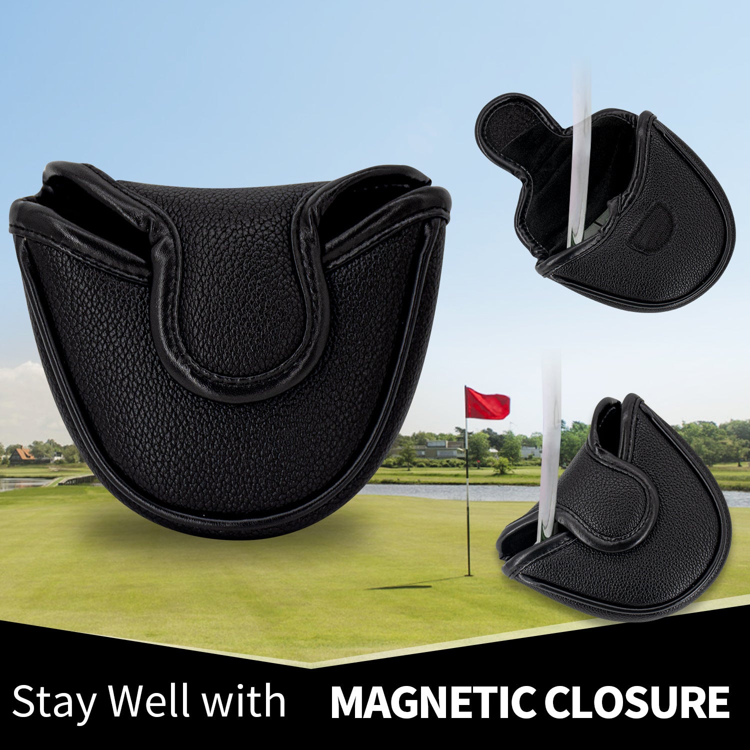 Shark Golf Club Mallet Putter Head Cover Leather Golf Clubs Headcovers