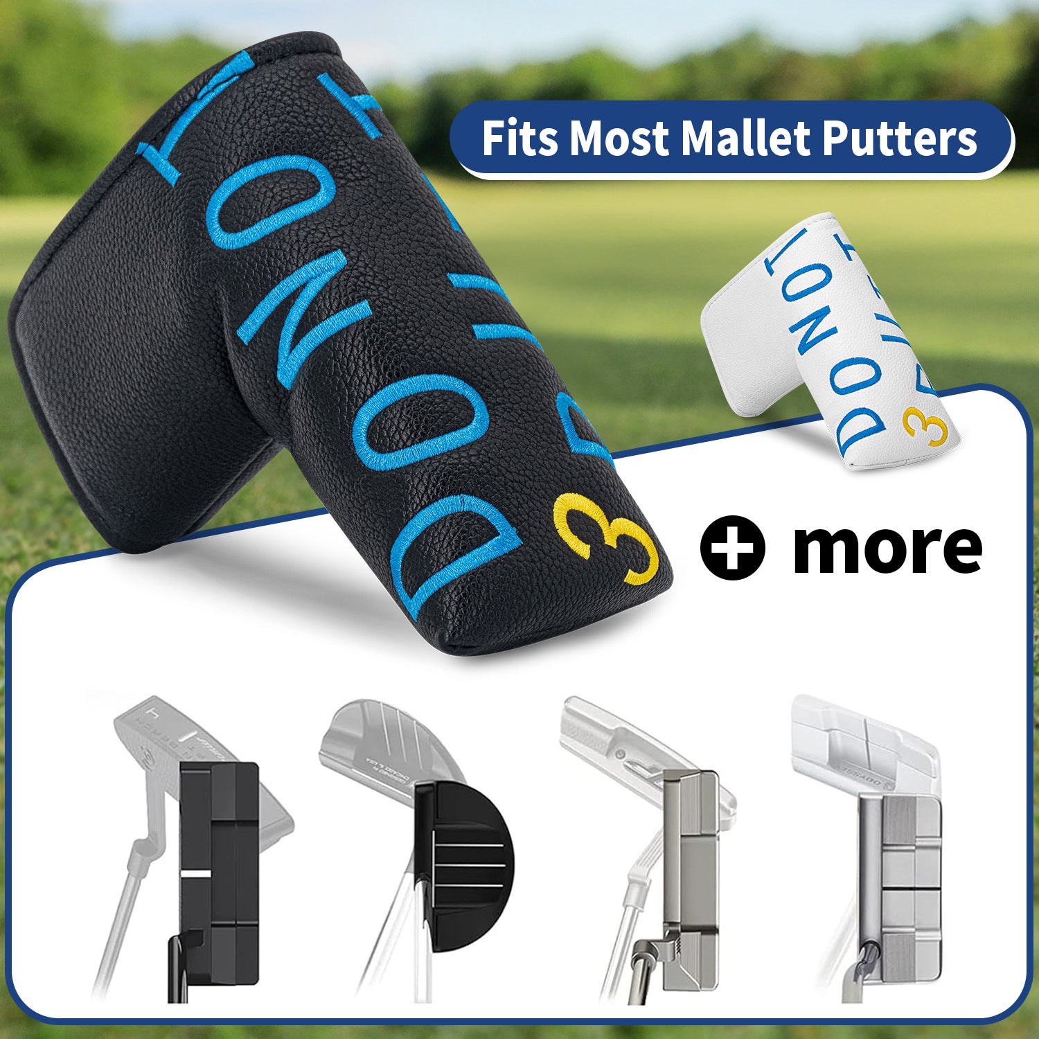 Letter-Embroidered PU Leather magnetic putter cover mallet