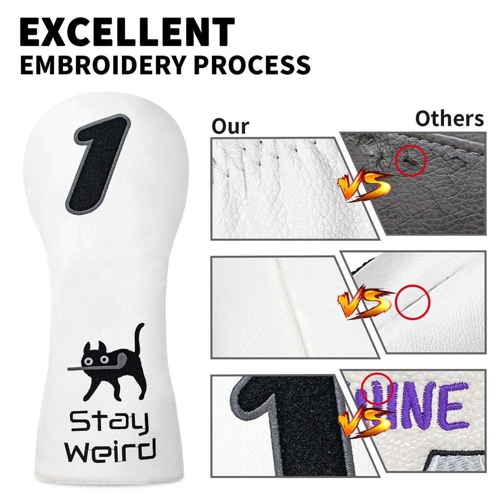 Fun Cat Golf Head Covers Premium PU Leather