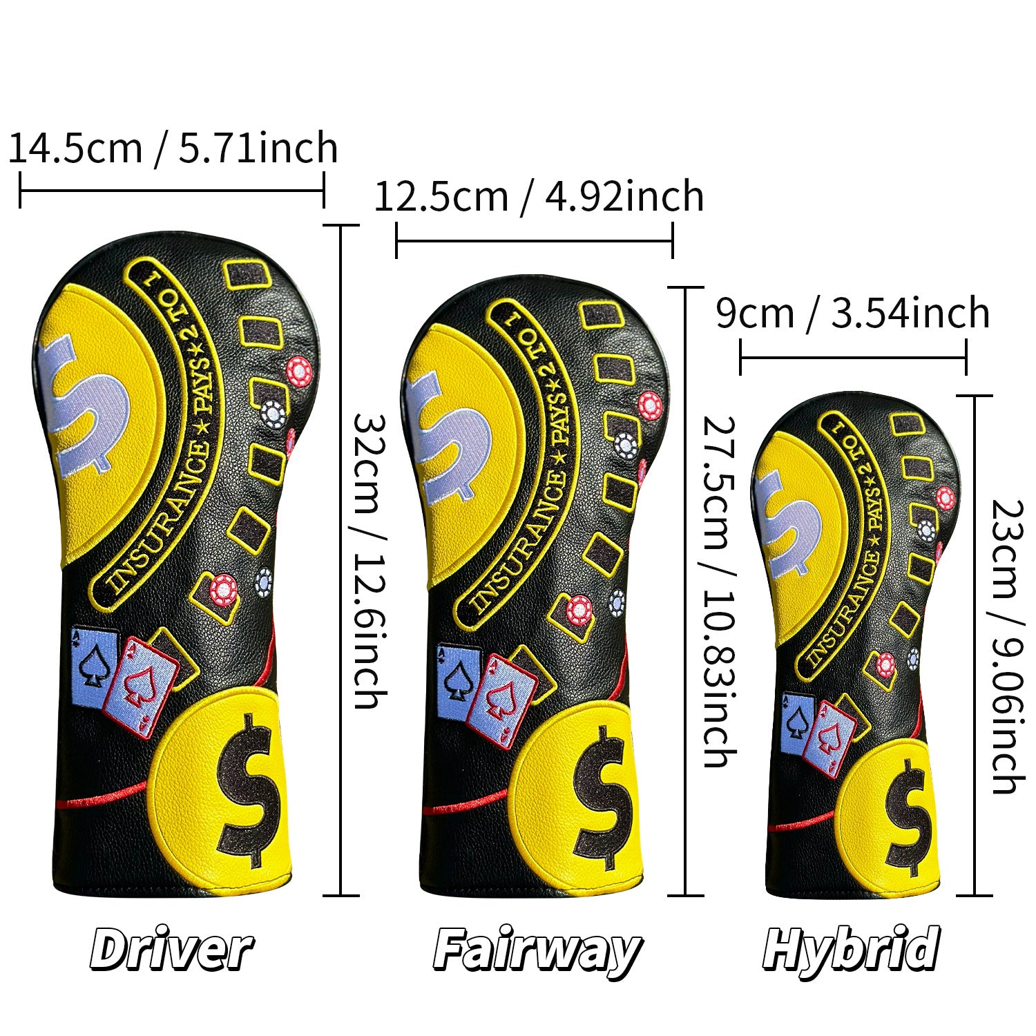 Money & Poker Golf Club Head Covers with Embroidery