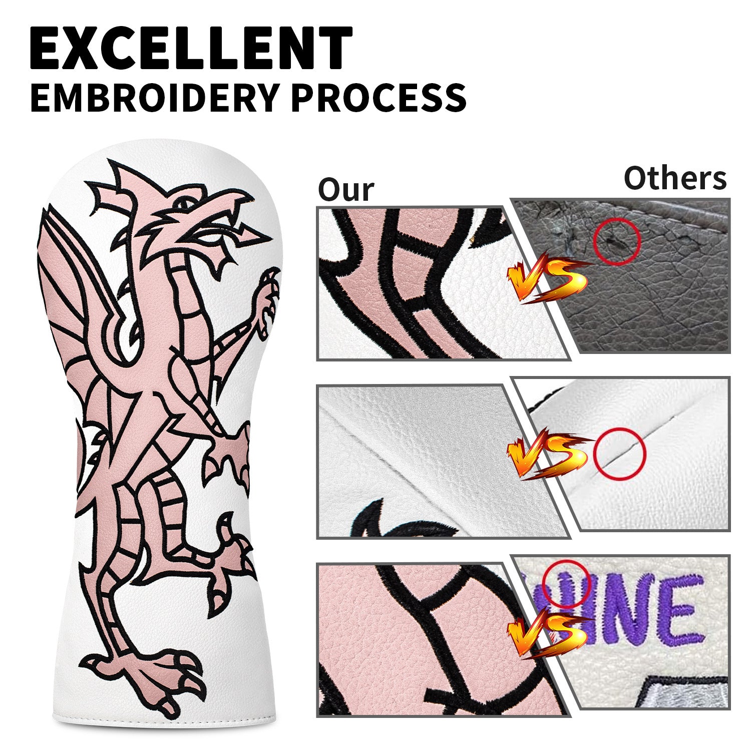 Coolest Golf Head Covers Welsh Dragon Embroidery for All Brand