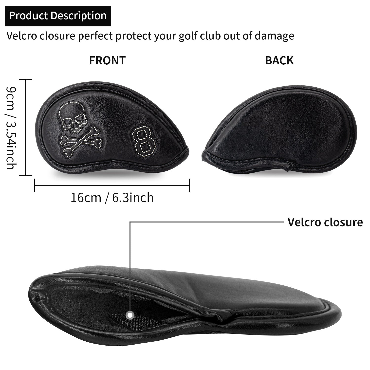 Skull Pattern Embroidery head covers for golf irons