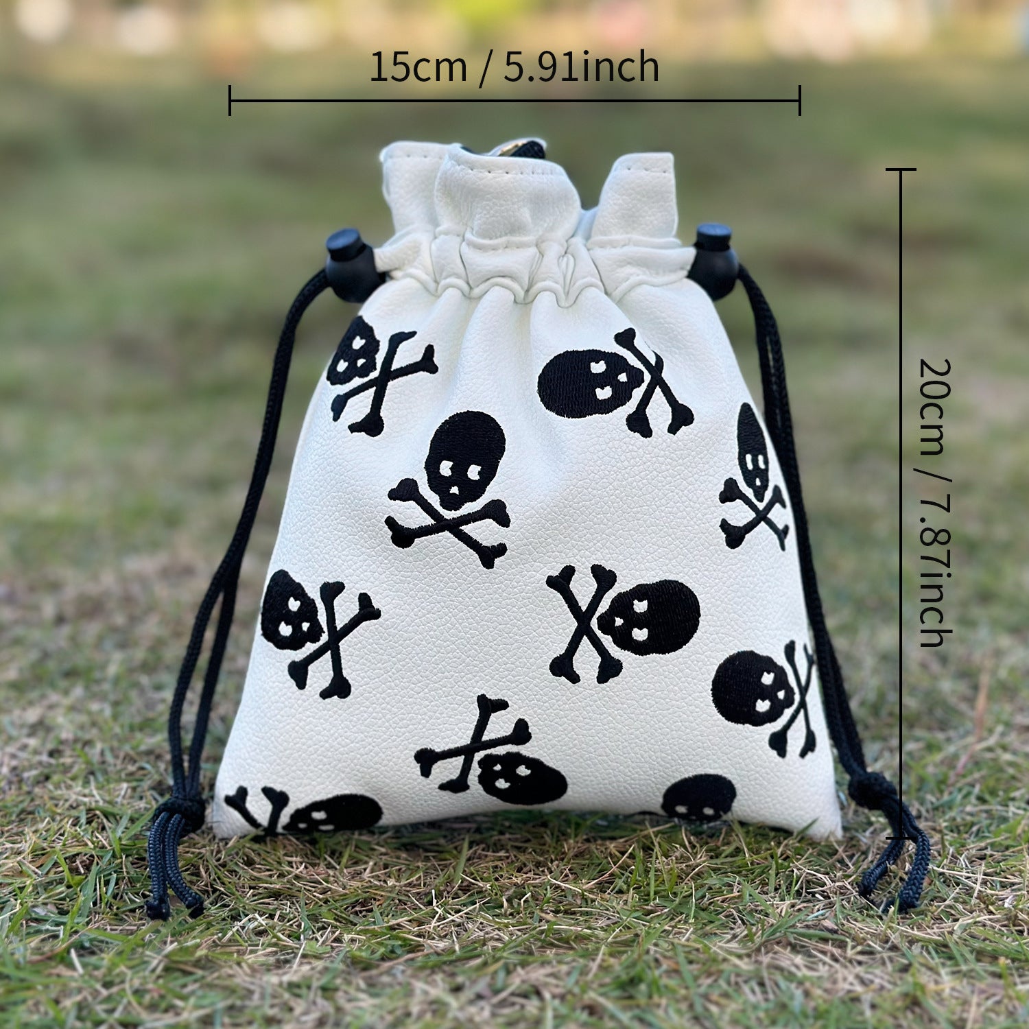 Golf Pouch tee black and white skull pattern for Men Women
